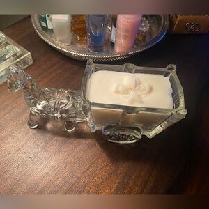 Beach Scented Hand Poured Soy Candle in 1950’s Jeanette glass Horse & Cart